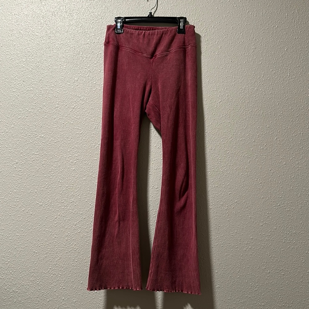 Free People Movement Hot Shot Crop Flare Pants - Burgundy lounge pants small